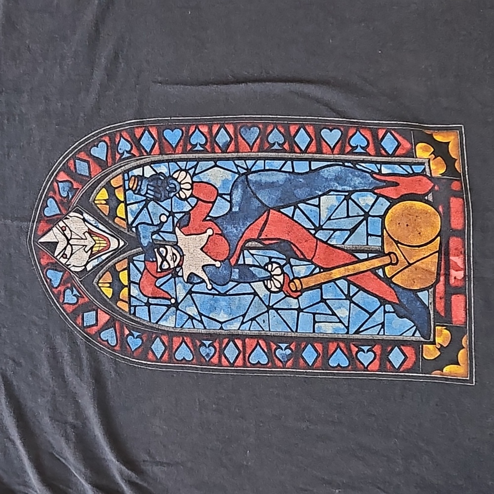 DC Comics Sz M T Shirt Harley Quinn Joker Stain Glass Black Batman Short Sleeve